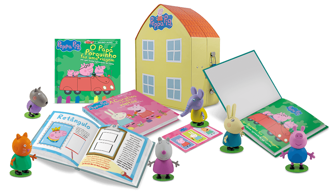 Colecione os livros e os bonecos da Peppa e dos seus amigos
